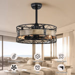 ZUN 20.5" Caged Ceiling Fan 5 ABS Blades with Remote Control,Timer, 3 Speeds Indoor Ceiling Fan for W1592P176226