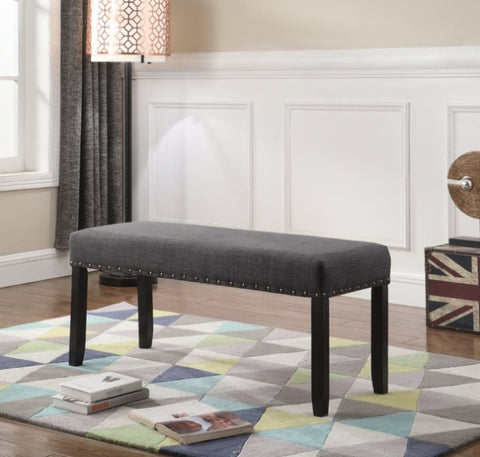 ZUN Biony Fabric Dining Bench with Nailhead Trim, Grey T2574P164611