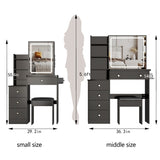 29.2" Small Size Left Bedside Cabinet Vanity Table Cushioned Stool, 2 AC2 USB Power Station, Hair W3258P288458