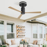 ZUN 52 Inch Modern Flush Mount Ceiling Fan with led light and Remote Control, 3 ABS Blades Noiseless W934P208511