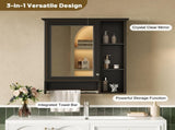 3-in-1 Bathroom Mirror Cabinet, 24-inch Wall Mounted Medicine Cabinet with Adjustable Shelf & Tower 79333181
