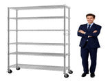 6-Tier disassembly and free assembly NSF-Certified Steel Wire Shelving with Wheels 77426576
