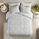 King/Cal King 3 Piece Tufted Woven Medallion Comforter Set B035128858