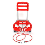 ZUN Portable Aluminium Cart Folding Dolly Push Truck Hand Collapsible Trolley Luggage Red 00180182