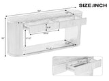 TREXM Oval Fluted Console Table with 2 Drawers and Bottom Shelf, Wood Entryway Table with Smooth N715P458125P