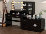 Large Makeup Vanity with Lights, Vanity Table with Charging Station, Vanity Desk with Mirror and 10 34862814