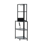 ZUN 5 Tier Corner Shelf with LED Light and USB Plug, With Glass Holder, Tall Standing Shelf for Wall W420P207358