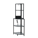 ZUN 5 Tier Corner Shelf with LED Light and USB Plug, With Glass Holder, Tall Standing Shelf for Wall W420P207358