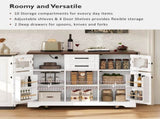54.9" Kitchen Island with Drop Leaf, Power Outlet, Kitchen Storage Cart with 4 Door Shelves, Cross 57632975