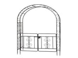 134.5*58.5*213cm Arc Roof Double Layer With Door Wrought Iron Iron Arch Courtyard Black 03609529