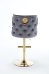 ZUN Hengming Velvet bar chair stool one-piece set, adjustable height, diamond lattice against the back W212115085