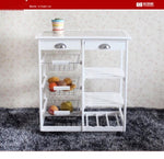 ZUN Kitchen & Dining Room Cart 2-Drawer 3-Basket 3-Shelf Storage Rack with Rolling Wheels 81068821