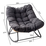Oversized Rattan Papasan Chair, Outdoor Steel Wicker Rocking Seating with Thick Padded Cushion for 04284063