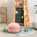 Storage Ottoman, Round Teddy Velvet Footrest with Tray, Macaron-Shaped Stool, Modern 18955916