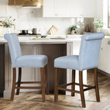 ZUN Upholstered Counter Stool with Nailhead Trim Set of 2 B035P265989