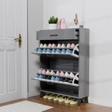 ZUN Shoe Storage Cabinet for Entryway, Free Standing Shoe Organizer with 2 Flip Drawers, Hidden Shoe W578124378