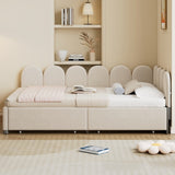 Full Size Upholstered Daybed with 2 Drawers, Velvet Sofabed with Soft Fabric Headboard, No N733P194901A