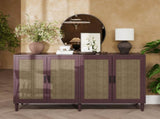 70" Rattan Buffet Cabinet with Storage, 4-Door Sideboard Buffet Cabinet with Adjustable Shelves for W757P279743