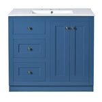 ZUN 36inch Bathroom Vanity with Ceramic Sink, Bathroom Storage Cabinet with 2 Drawers& Shelf, Solid Wood N710P197024C