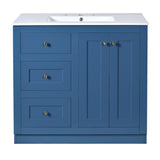36inch Bathroom Vanity with Ceramic Sink, Bathroom Storage Cabinet with 2 Drawers& Shelf, Solid Wood N710P197024C
