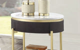 Gorgeous Dark Walnut Finish 1pc End Table White Faux Marble Top Living Room Table Open Bottom Shelve B011P184955