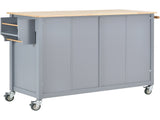 Kitchen Island Cart with Solid Wood Top and Locking Wheels,54.3 Inch Width,4 Door Cabinet and Two 49541331
