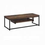 ZUN Weathered Oak and Black TV Stand with 1-Shelf B062P209412