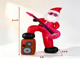 8.4 FT Inflatable Santa Claus with Guitar & Stereo Speaker, Sound Sync LED Lights, Waterproof 73993785