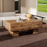 ZUN This modern rectangular coffee table features a stylish wood color, making it an ideal addition to W1151P168335