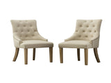 Tan Button Tufted Solid Wood Wingback Hostess Chairs with Nail Heads Set of 2 T2574P164608