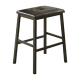 ZUN Black Metal Finish 3pc Counter Height Set Table and 2 Stools, Faux Marble Tabletop, Faux Leather B011P246322