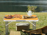2.3ft Aluminum Camping Folding Table wood grain color 45552990