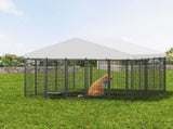 Large Dog Kennel Outdoor Pet Pens Dogs Run Enclosure Animal Hutch Metal Coop Fence with Roof Cover. W1820P378147