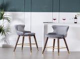 Leland Fabric Upholstered Counter Height Wingback Stools, Set of 2, Gray T2574P165108