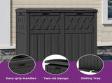62 Gallon Dual Compartment Outdoor Garbage Bin, Waterproof Resin Trash Can with Tiered Lid & Drip 84236066