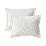 King/Cal King Embroidered Medallion Faux Fur Ultra Plush Comforter Mini Set B03597034