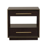 ZUN 2 Drawers Nightstand with Shelf in Smoked Peppercorn Finish B016P255632