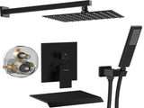 Male NPT Shower Faucet Set, Waterfall Shower System for Bathroom, High Pressure 10" Rain Shower Head 55134749