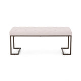 Upholstered Button Tufted Bench,Beige and Bronze N757P256383A