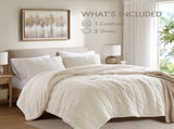 2 Pieces Twin Cable Knit Chenille Comforter Set,Ivory B035P381299