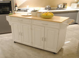 Kitchen Island & Kitchen Cart, Mobile Kitchen Island, Rubber Wood Top, Big & Adjustable Shelf Inside 65915500