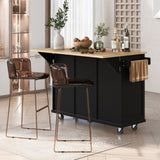 Kitchen Cart with Rubber wood Drop-Leaf Countertop ,Cabinet door internal storage racks,Kitchen WF298028AAB
