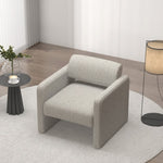 ZUN Beige stripe single sofa chair, upholstered comfortable chair with armrests, for dining W487P183020