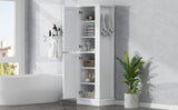 ZUN Tall Bathroom Storage Cabinet, Freestanding Storage Cabinet with Hook and Adjustable Shelf, MDF WF326356AAK