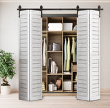 72" Bi-Folding Sliding Barn Door Hardware Kit for 4 Doors,Smoothly&Quietly,Black Track J Shape 79460627