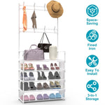 ZUN 5-Tier Dustproof Entryway Hall Tree Coat Rack Shoe Rack With 8 Removable Hooks Freestanding Shoe 71189357