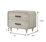 1pc Contemporary Style Two Drawers Nightstand Solid Wood Unique White Finish Bedroom Furniture B011P311879