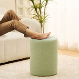 ZUN Round Teddy Fleece Ottoman with Soft Padded Seat, Multi-Functional Footrest, Vanity Chairs for 13328920