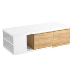 ZUN 47.2''-57''W Coffee Table with 2 Storage Drawers, Dual-tone Wood Center Table with 09878742