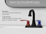 2-Handle 4-Inch Matte Black Bathroom Faucet, Bathroom Vanity Sink Faucets with Pop-up Drain and 29840335